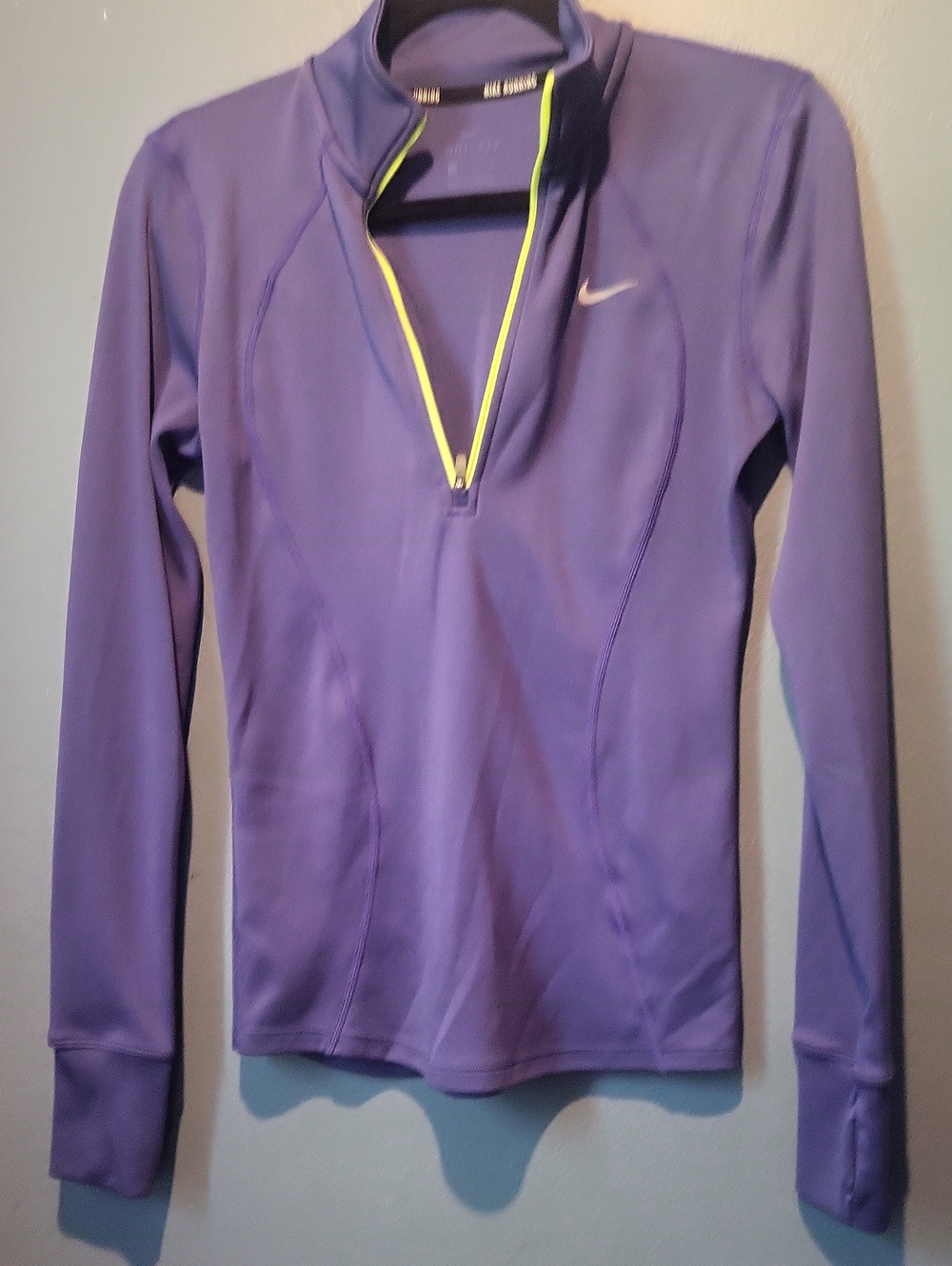 Nike Women’s Purple Half-Zip Athletic Pullover with Neon Trim